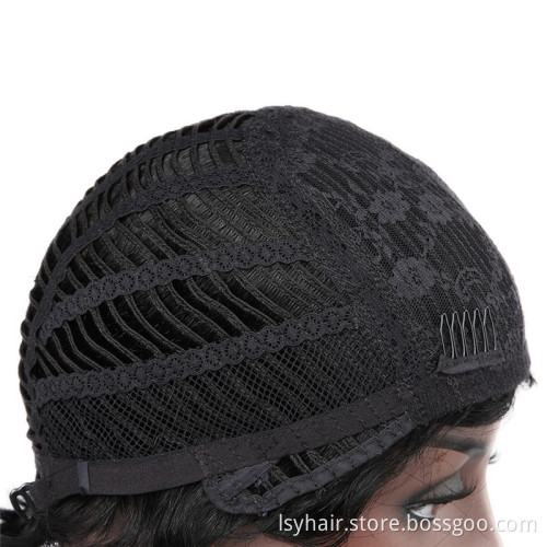 Short Pixie Cut Finger Wave Wig 100% Human Hair,  Non Lace Machine Made Pixie Wavy Short Human Hair Wigs For Black Women